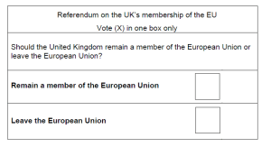 REFERENDUM 01 ballot paper